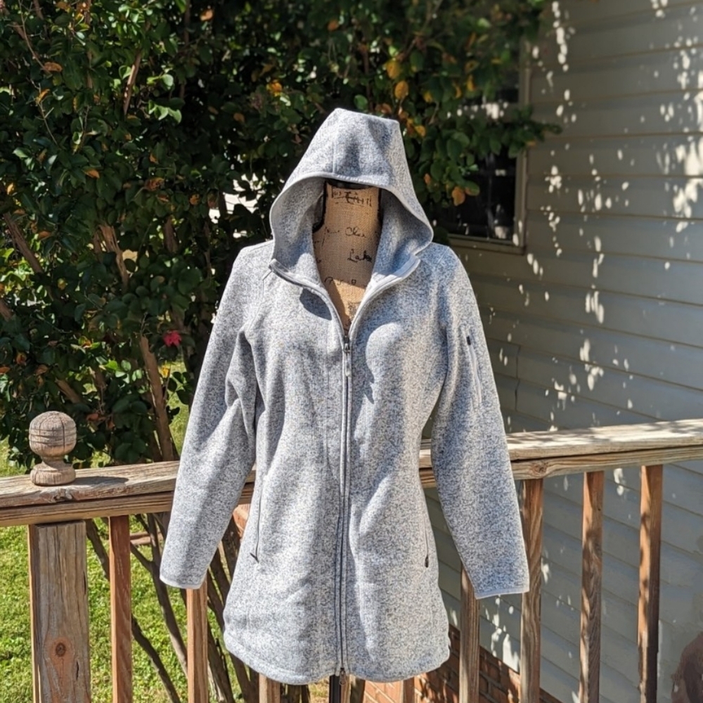 L.L. Bean Women's Heathered Gray Hooded Fleece Coat